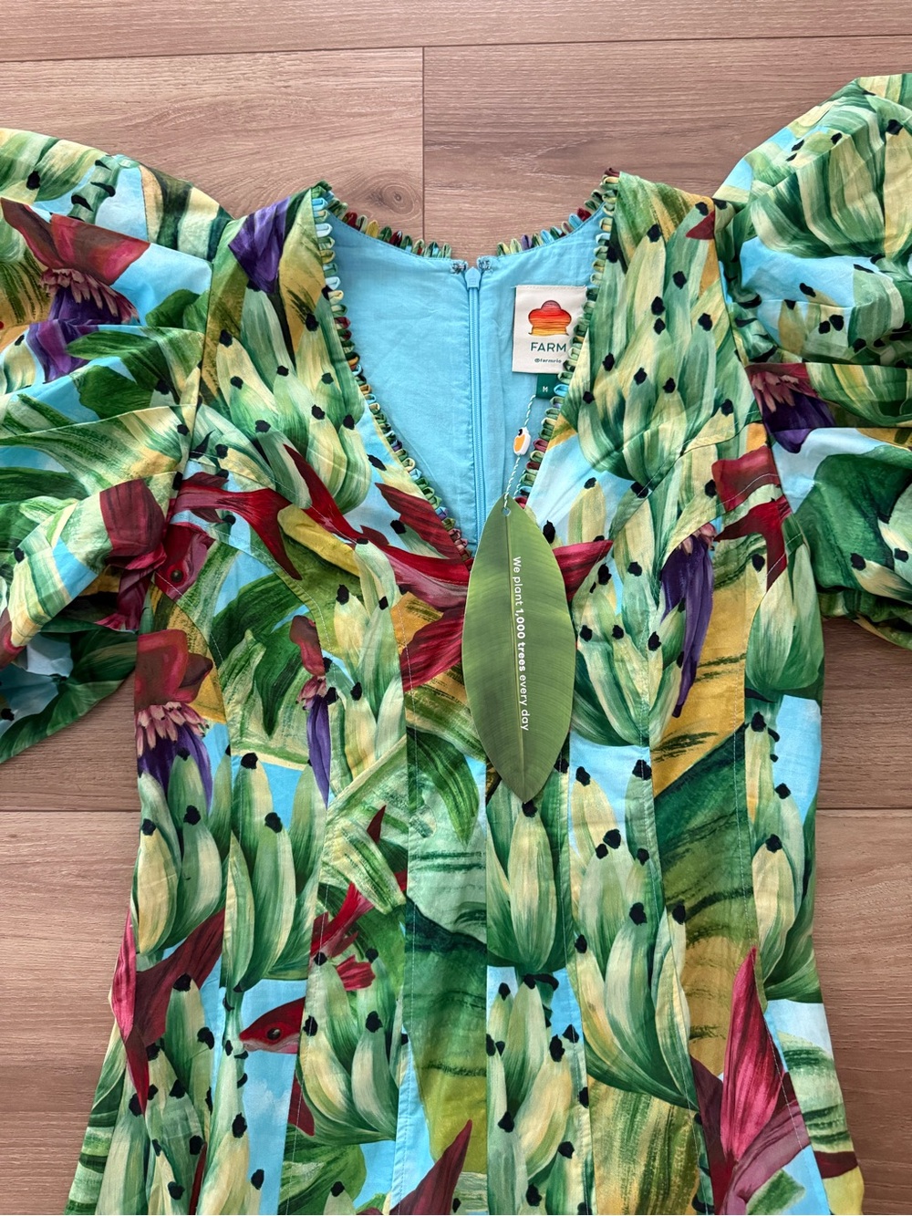 Farm Rio The Blue Banana Pingo Midi to Maxi length Dress Medium Size - Picture 2 of 10